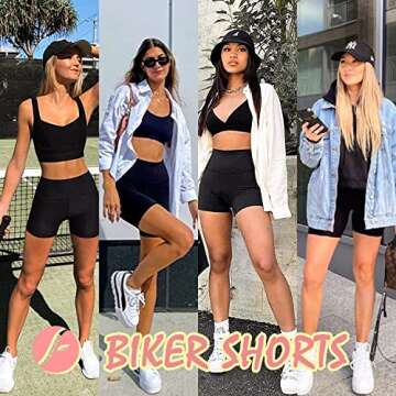 FULLSOFT 4 Pack Biker Shorts for Women – 5" High Waist Tummy Control Workout Yoga Running Compress...