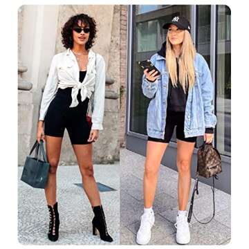 FULLSOFT 4 Pack Biker Shorts for Women – 5" High Waist Tummy Control Workout Yoga Running Compression Exercise Shorts with Pockets(4 Pack Black/Black/Black/Black,Small-Medium)