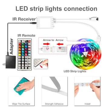 DAYBETTER LED Strip Lights 100ft, Smart Lighting with App Remote Control, RGB LED Lights for Bedroom...