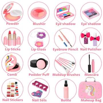 Kids Makeup Kit for Girl, Washable Makeup Set for Girls, Real Makeup for Kids, Girl Toys Princess Ch...