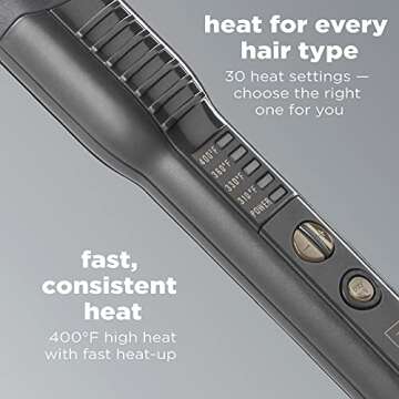 INFINITIPRO BY CONAIR Tourmaline Ceramic 1 1/4-Inch to 3/4-Inch Curling Wand, Tapered wand produces beachy waves , Metallic Grey