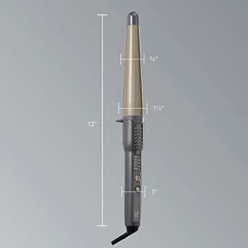 INFINITIPRO BY CONAIR Tourmaline Ceramic 1 1/4-Inch to 3/4-Inch Curling Wand, Tapered wand produces beachy waves , Metallic Grey