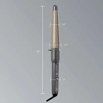 INFINITIPRO BY CONAIR Tourmaline Ceramic 1 1/4-Inch to 3/4-Inch Curling Wand, Tapered wand produces beachy waves , Metallic Grey