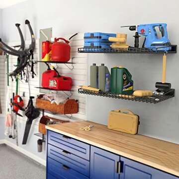 WALMANN 2 Pack Garage Wall Shelf, 23.5" x 12" Wall Mounted Storage Shelves for Garage, Closet, Laund...