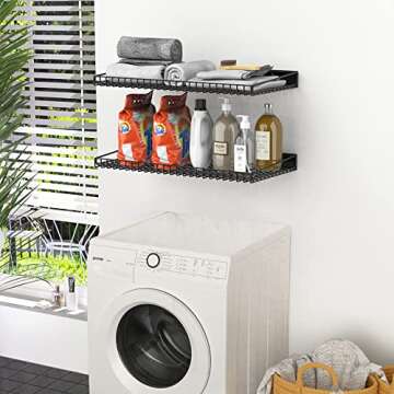 WALMANN 2 Pack Garage Wall Shelf, 23.5" x 12" Wall Mounted Storage Shelves for Garage, Closet, Laundry Room, Heavy Duty Wall Shelving, Holds Up to 65 Lbs