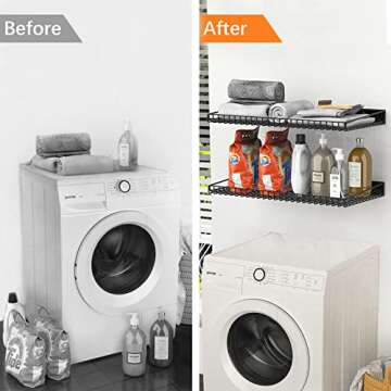 WALMANN 2 Pack Garage Wall Shelf, 23.5" x 12" Wall Mounted Storage Shelves for Garage, Closet, Laundry Room, Heavy Duty Wall Shelving, Holds Up to 65 Lbs