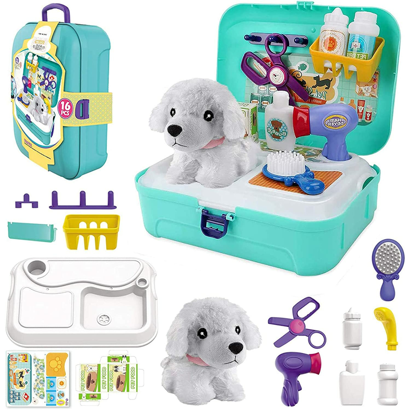 Kids Pet Care Doctor Kit Play Set - 16 Pcs