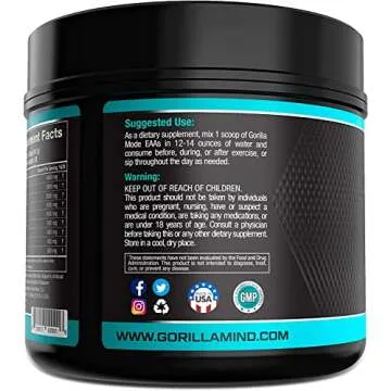 Gorilla Mode EAAs - Essential Amino Acids to Support Muscle Building, Enhanced Recovery, and Protein Synthesis/Use Before, During, or After Your Workout / 492 Grams (Lemon Lime)