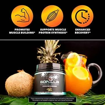 Gorilla Mode EAAs - Essential Amino Acids to Support Muscle Building, Enhanced Recovery, and Protein Synthesis/Use Before, During, or After Your Workout / 492 Grams (Lemon Lime)
