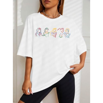 Embroidered Dress Graphic Oversized Shirt for Women