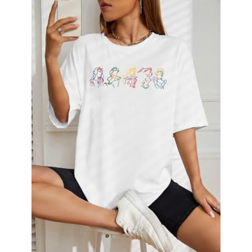 Embroidered Dress Graphic Oversized Shirt for Women