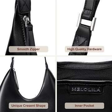 MELOLILA Small Hobo Bags for Women Crescent Bag Medium Shoulder Bag Trendy Purse for Women 2024 Half Moon Bag