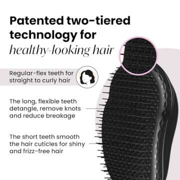 Tangle Teezer Original Detangler Brush, Dry & Wet Hairbrush for All Hair Types, Panther Black