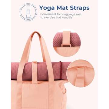 BAGSMART Tote Bag for Women with Zipper, Gym Tote with Compartments, Work Tote Nurse Dance Yoga Bag for Sport, Travel
