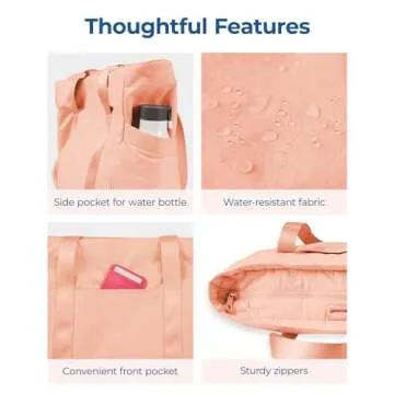 BAGSMART Tote Bag for Women with Zipper, Gym Tote with Compartments, Work Tote Nurse Dance Yoga Bag for Sport, Travel