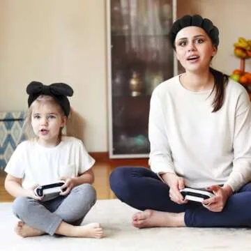 AOPRIE SPA Headbands for Washing Face Makeup Headbands with Bow Hair Band Women Facial Head Band Wrist Towel Wraps For Shower Face Mask Black, 6 Pack