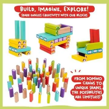 Nene Toys Wooden Tumble Tower Game with Animals & Colors, 4-in-1 Educational Family Board Game for Kids Ages 3-9, Creativity & Cognitive Skills Booster - Gift for Boys Girls 3+ Years