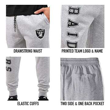 Ultra Game NFL Men's Super Soft Game Day Jogger Sweatpants, Detroit Lions, Black, Small