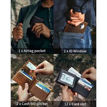 Luxurious Men's Wallet with AirTag Holder & RFID Protection