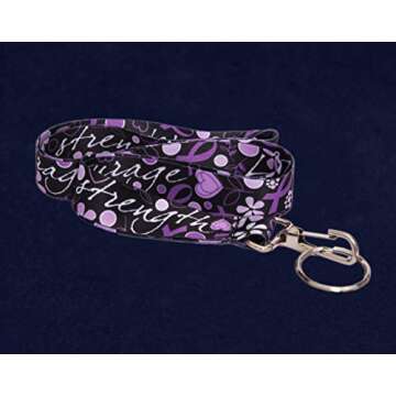 Fundraising For A Cause Purple Ribbon Hope Strength Lanyard/Badge Holder - Raise Awareness with Styl...