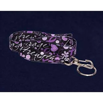 Fundraising For A Cause Purple Ribbon Hope Strength Lanyard/Badge Holder - Raise Awareness with Styl...