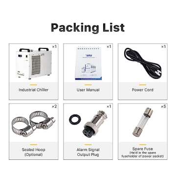 Cloudray Industrial Water Chiller CW-5200DH 6L 0.81HP 3.43gpm Water Cooling System for 60W 70W 80W 90W 100W 120W 130W 150W,CO2 Laser Engraving & Cutting Machines,Cools 5596 Btu/h(Upgraded 5200DG)