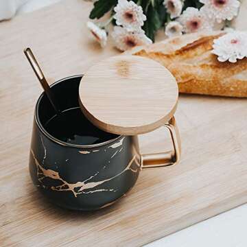 Clapoyis Ceramic Coffee Cup for Valentines, Christmas Porcelain Mug Set Gifts for woman, Mother's Fa...