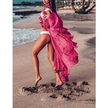 Chiffon Rose Beach Cover-Up Kimono for Women