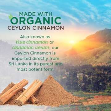 Organic Cinnamon Capsules 1800mg - Pure Ceylon Cinnamon Supplements, Certified Organic, Non-GMO, Gluten Free, Vegan, True Cinnamon Powder, Antioxidant Cinnamon Pills Supplement - 120 Count Capsules