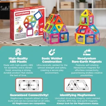 Magformers Rainbow 26PC Set | Magnetic Building Tiles