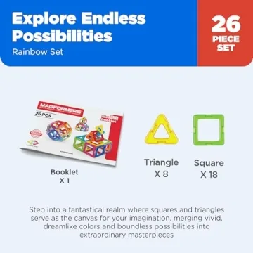 Magformers Rainbow 26PC Set | Magnetic Building Tiles