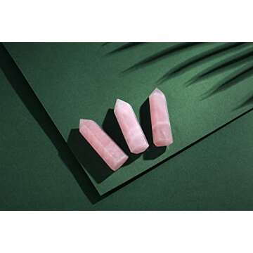 2" Rose Quartz Healing Crystals Wands Stones Hexagonal Point Real Gemstones Natural Reiki Spiritual ...