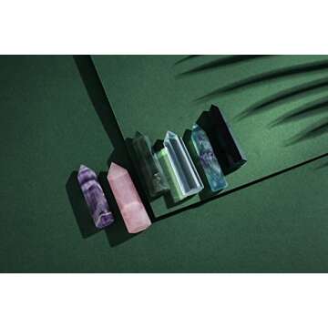 2" Rose Quartz Healing Crystals Wands Stones Hexagonal Point Real Gemstones Natural Reiki Spiritual Meditation Therapy Protection Crystal Decor for Home Desk Office