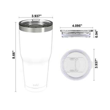 Zak Designs Double Wall Stainless Steel Vacuum Insulated Tumbler with Slide Lid and Splash-Proof Design Metal Water Bottle is Perfect for Outdoor Activity (30oz, Peony, 18/8, BPA-Free)