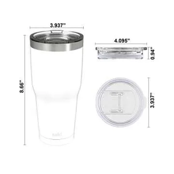 Zak Designs Double Wall Stainless Steel Vacuum Insulated Tumbler with Slide Lid and Splash-Proof Design Metal Water Bottle is Perfect for Outdoor Activity (30oz, Peony, 18/8, BPA-Free)