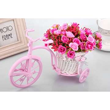 Louis Garden Nostalgic Bicycle Artificial Flower Decor Plant Stand (Pink)