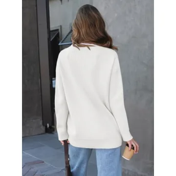 LILLUSORY Women Oversized Cardigan Sweater Fall Outfits Cloth Fashion V Neck Knit Button Front Casual Trendy Tops White Medium