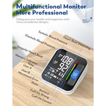 Upper Arm Blood Pressure Monitor Large Display Memory
