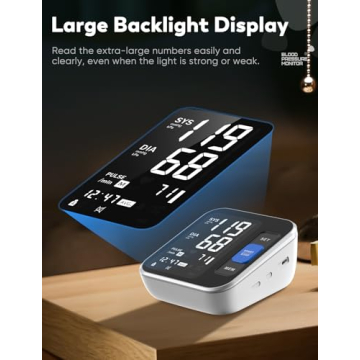 Upper Arm Blood Pressure Monitor Large Display Memory