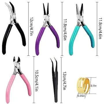 4 Pack Jewelry Pliers Jewelry Making Pliers Tools Kit with Needle Nose Pliers/Chain Nose Pliers, Round Nose Pliers, Bent Nose Pliers, Wire Cutters for Wire Wrapping Earring Craft Making Supplies