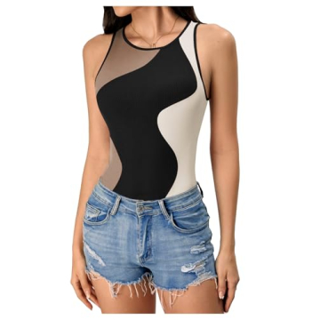 Verdusa Women's Color Block Sleeveless Bodysuit - Chic Comfort