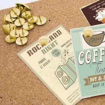 BAZIC 229 Gold Thumb Tacks. 200 Push Pins for Crafts and Office Organization