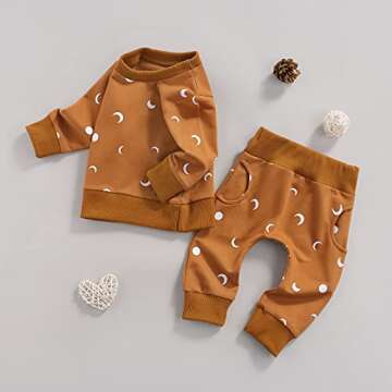 Newborn Baby Boys Clothes Sets Infant Cute Sun Print Long Sleeve Pullover Sweaters Pants Outfits Uni...