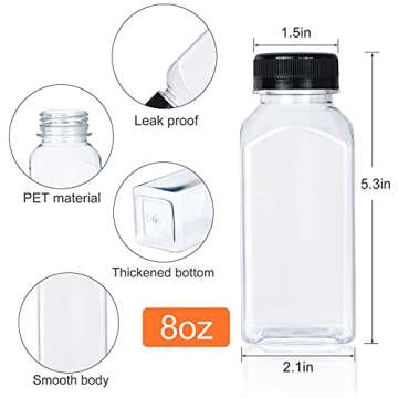 DANALLAN 30 Pack 8oz Empty Plastic Bottles with Leak-Proof Caps Food Grade Recyclable Bulk Beverage ...