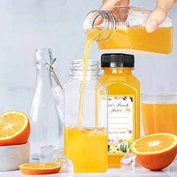 DANALLAN 30 Pack 8oz Empty Plastic Bottles with Leak-Proof Caps Food Grade Recyclable Bulk Beverage Containers Clear PET Bottles for Homemade Juice, Smoothie, Milk and Drinks