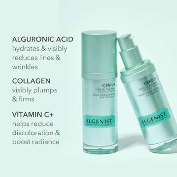 Algenist GENIUS Ultimate Anti-Aging Vitamin C+ Serum - Vegan Brightening Serum with Alguronic Acid & Microalgae Oil - Non-Comedogenic & Hypoallergenic Skincare