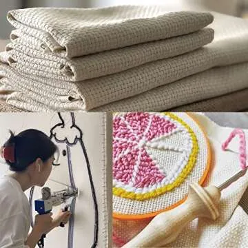 Monks Cloth for Punch Needle Fabric Tufting Cloth for Rug Making 2 by 1 Yard