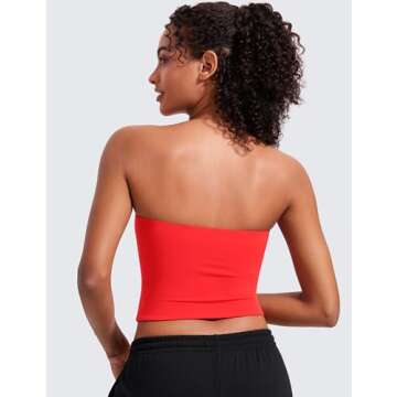 CRZ YOGA Butterluxe Tube Top - Stylish Crop Sleeveless Tank in Deep Red