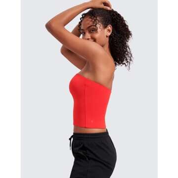 CRZ YOGA Tube Top for Women - Stylish Comfort in Red