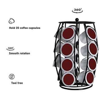 Stylish K Cup Carousel Coffee Pod Holder for 20 Pods